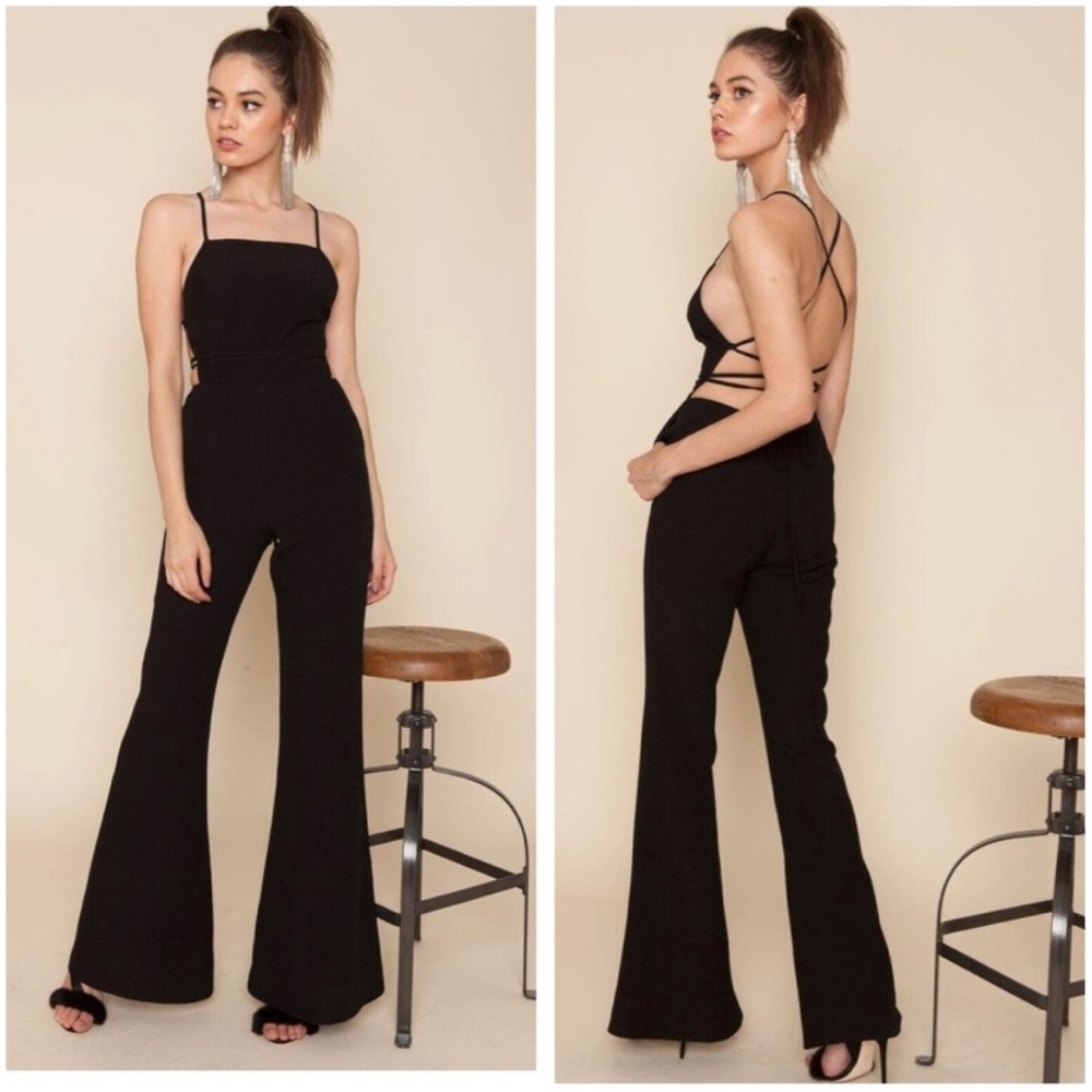 Stone Cold Fox Black Strappy Jumpsuit